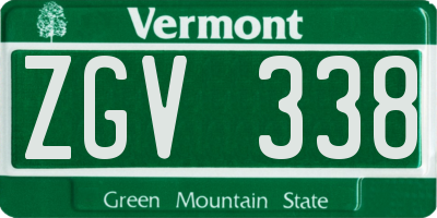 VT license plate ZGV338