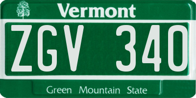 VT license plate ZGV340