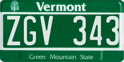 VT license plate ZGV343