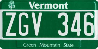 VT license plate ZGV346