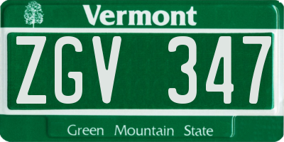 VT license plate ZGV347