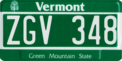 VT license plate ZGV348