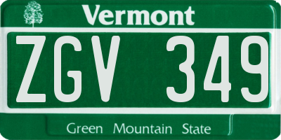 VT license plate ZGV349