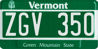 VT license plate ZGV350