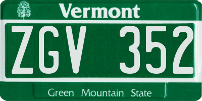 VT license plate ZGV352
