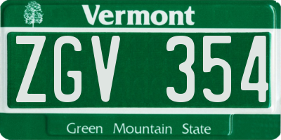 VT license plate ZGV354
