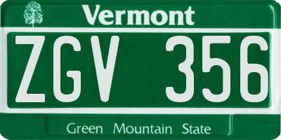 VT license plate ZGV356