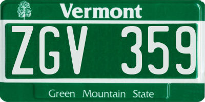 VT license plate ZGV359