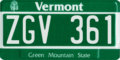 VT license plate ZGV361