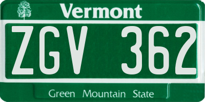 VT license plate ZGV362