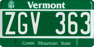 VT license plate ZGV363