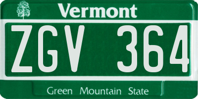 VT license plate ZGV364
