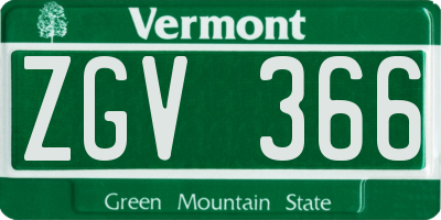 VT license plate ZGV366