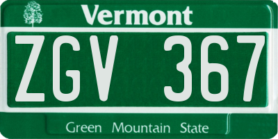 VT license plate ZGV367