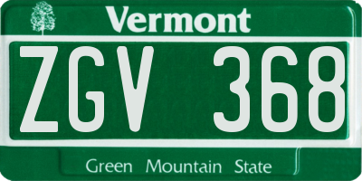 VT license plate ZGV368