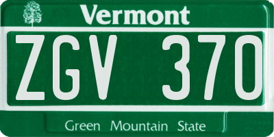 VT license plate ZGV370
