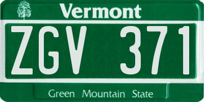 VT license plate ZGV371