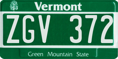 VT license plate ZGV372