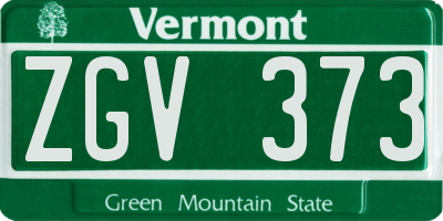 VT license plate ZGV373