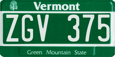 VT license plate ZGV375