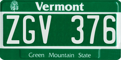 VT license plate ZGV376