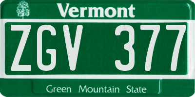 VT license plate ZGV377