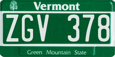 VT license plate ZGV378