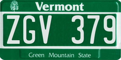 VT license plate ZGV379
