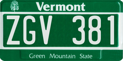 VT license plate ZGV381