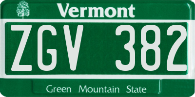 VT license plate ZGV382