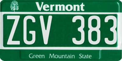 VT license plate ZGV383