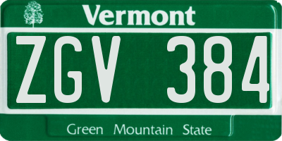 VT license plate ZGV384