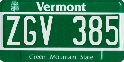 VT license plate ZGV385