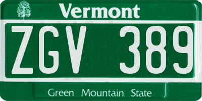 VT license plate ZGV389