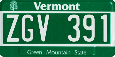 VT license plate ZGV391