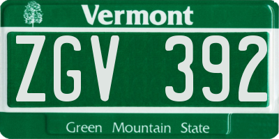 VT license plate ZGV392