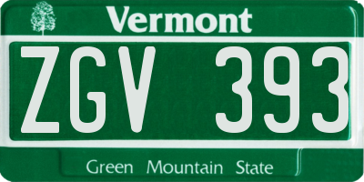 VT license plate ZGV393