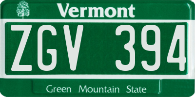 VT license plate ZGV394