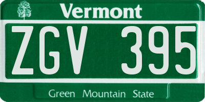 VT license plate ZGV395