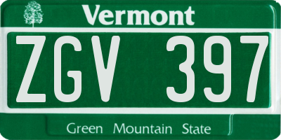 VT license plate ZGV397