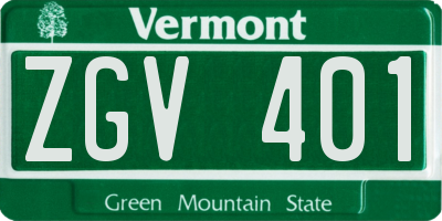 VT license plate ZGV401