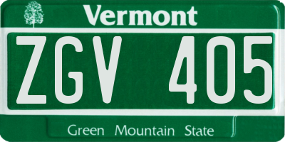 VT license plate ZGV405