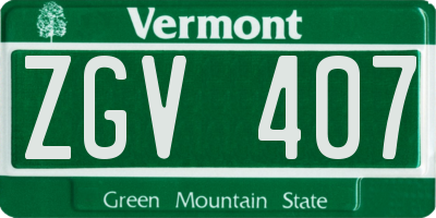 VT license plate ZGV407