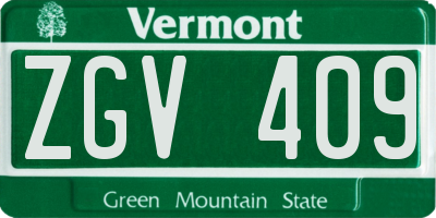 VT license plate ZGV409