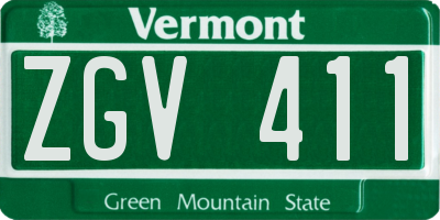 VT license plate ZGV411