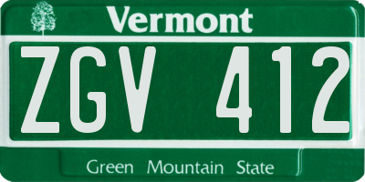 VT license plate ZGV412