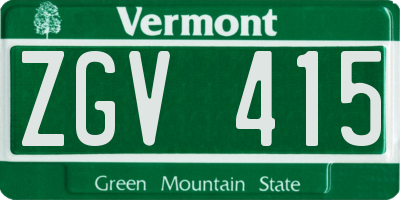 VT license plate ZGV415
