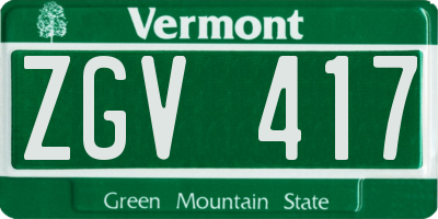 VT license plate ZGV417