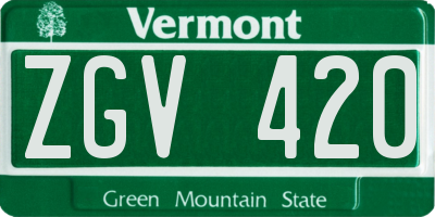 VT license plate ZGV420