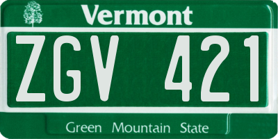 VT license plate ZGV421